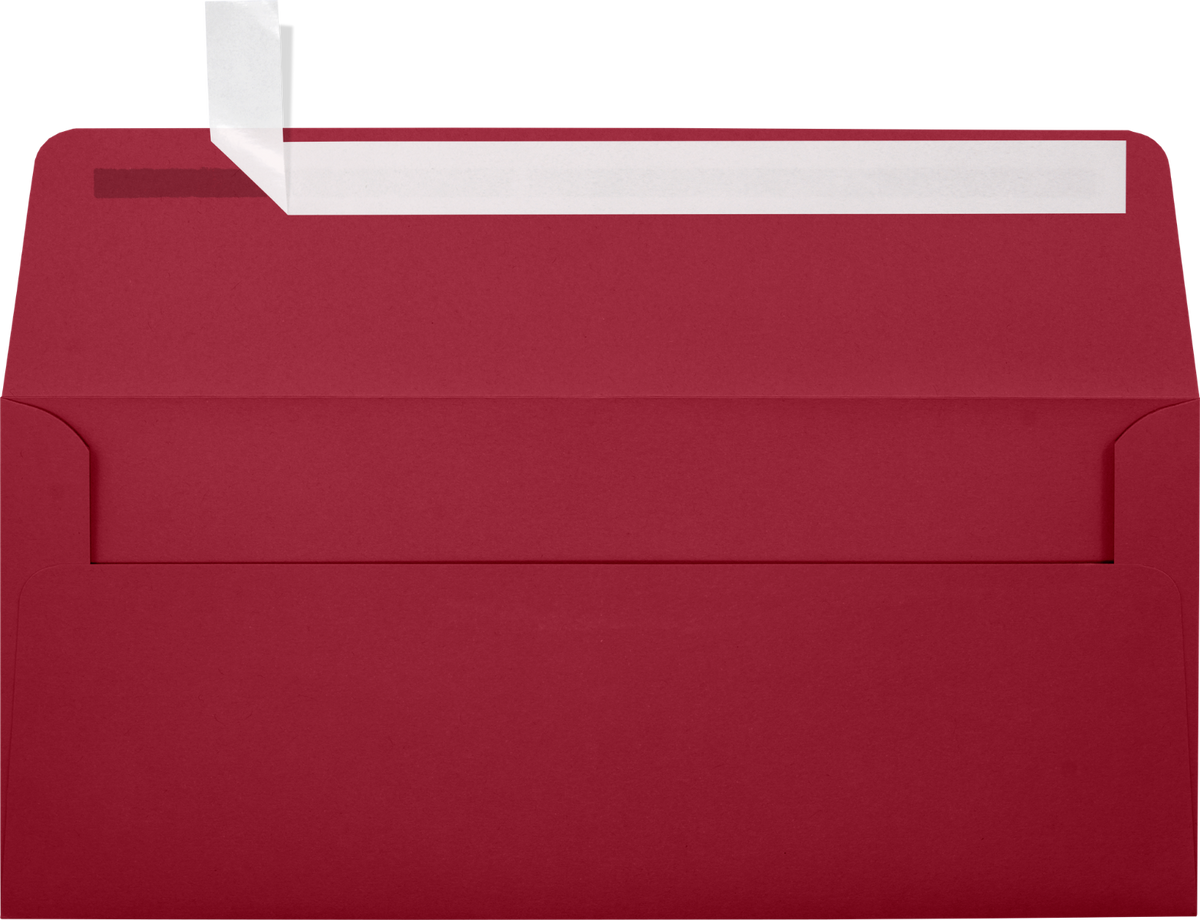 Garnet Dark Red 32lb #10 Square Flap Envelopes (4 1/8 x 9 1/2) with Peel & Seal