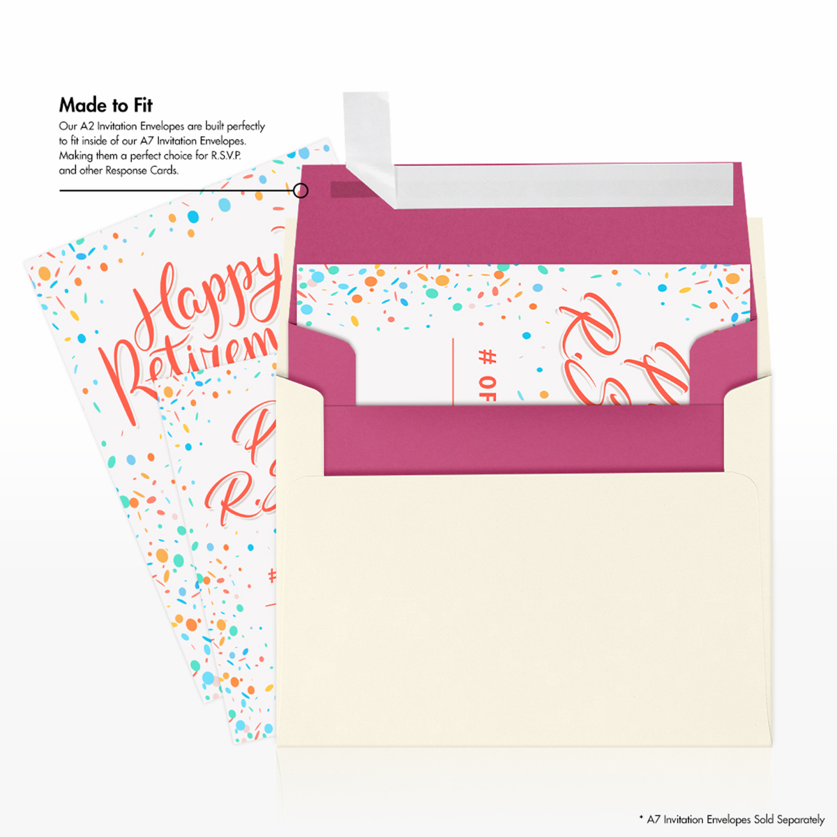 Fuchsia Pink Magenta 32lb A2 Invitation Envelopes (4 3/8 x 5 3/4) with Peel & Seal