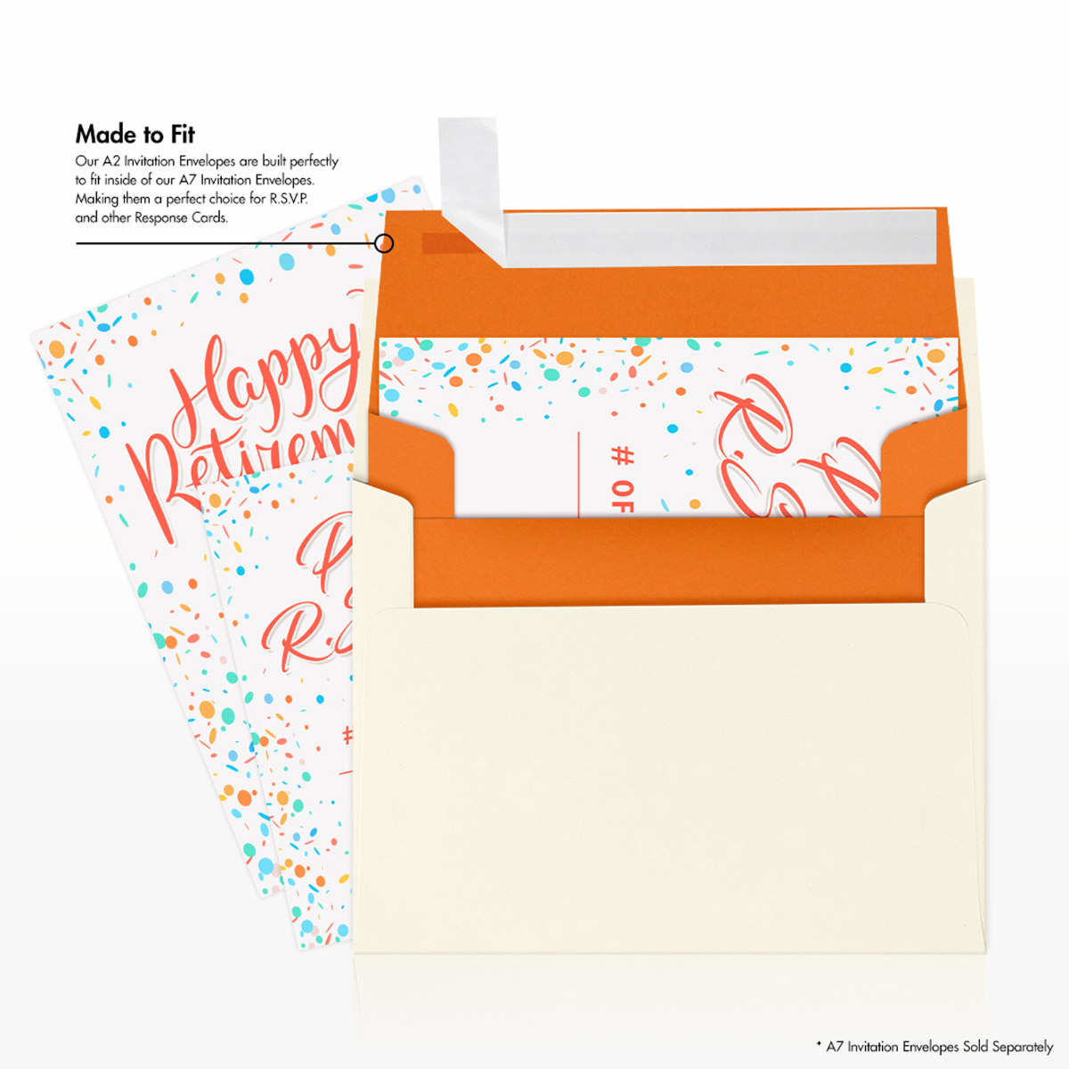 Mandarin Orange 32lb A2 Invitation Envelopes (4 3/8 x 5 3/4) with Peel & Seal