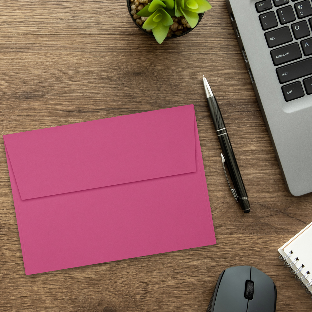 Fuchsia Pink Magenta 32lb A6 Invitation Envelopes (4 3/4 x 6 1/2) with Peel & Seal