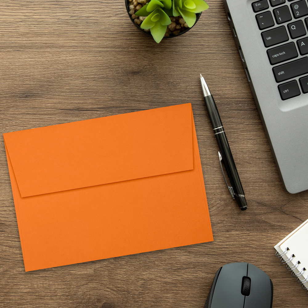 Mandarin Orange 32lb A6 Invitation Envelopes (4 3/4 x 6 1/2) with Peel & Seal