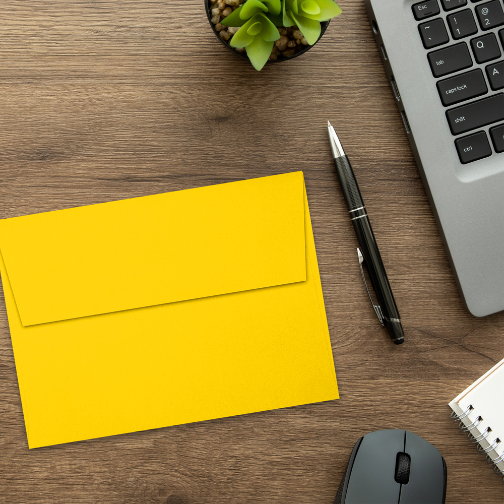 Sunflower Yellow 32lb A6 Invitation Envelopes (4 3/4 x 6 1/2) with Peel & Seal
