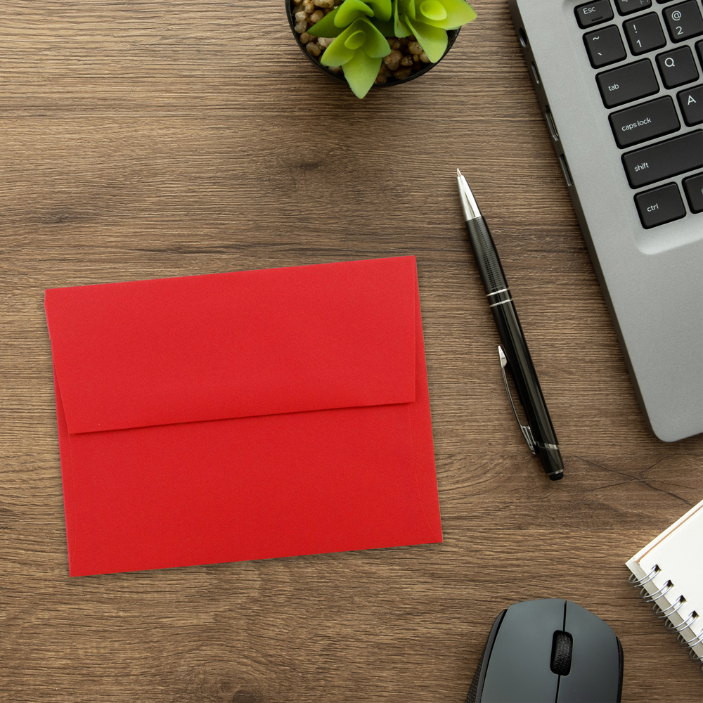 Red 32lb A6 Invitation Envelopes (4 3/4 x 6 1/2) with Peel & Seal