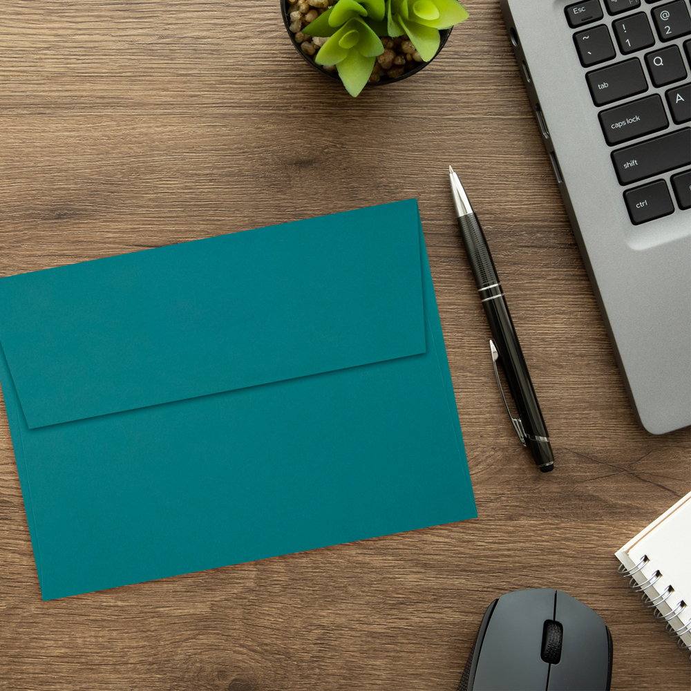 Teal Blue 32lb A6 Invitation Envelopes (4 3/4 x 6 1/2) with Peel & Seal