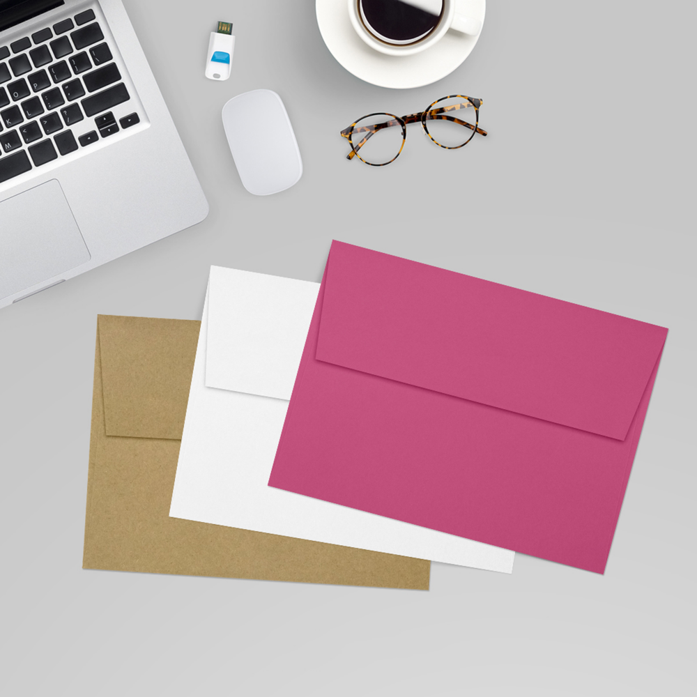 Fuchsia Pink Magenta 32lb A7 Invitation Envelopes (5 1/4 x 7 1/4) with Peel & Seal