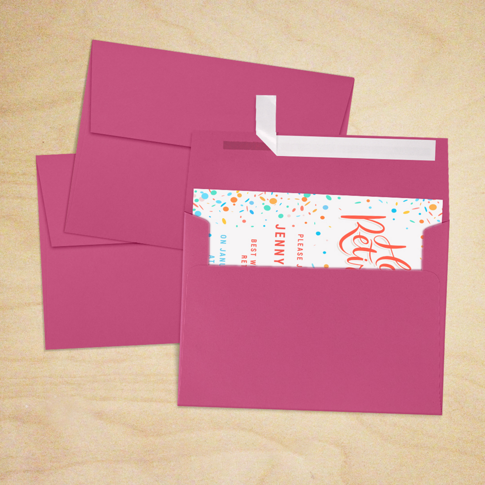Fuchsia Pink Magenta 32lb A7 Invitation Envelopes (5 1/4 x 7 1/4) with Peel & Seal
