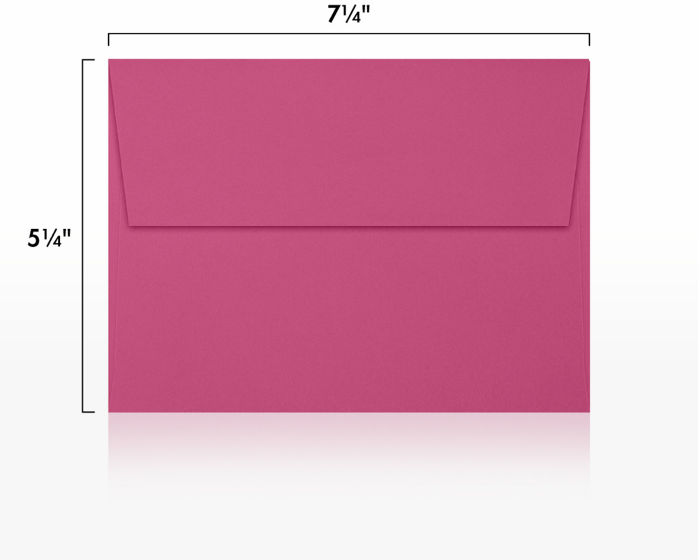 Fuchsia Pink Magenta 32lb A7 Invitation Envelopes (5 1/4 x 7 1/4) with Peel & Seal