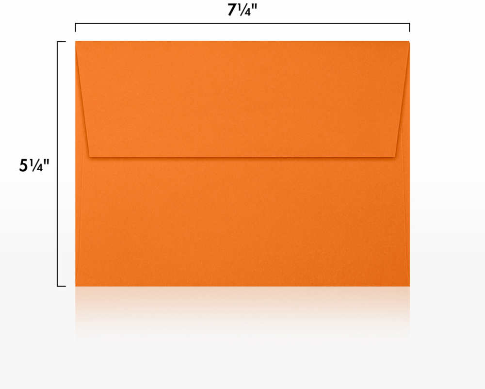 Mandarin Orange 32lb A7 Invitation Envelopes (5 1/4 x 7 1/4) with Peel & Seal