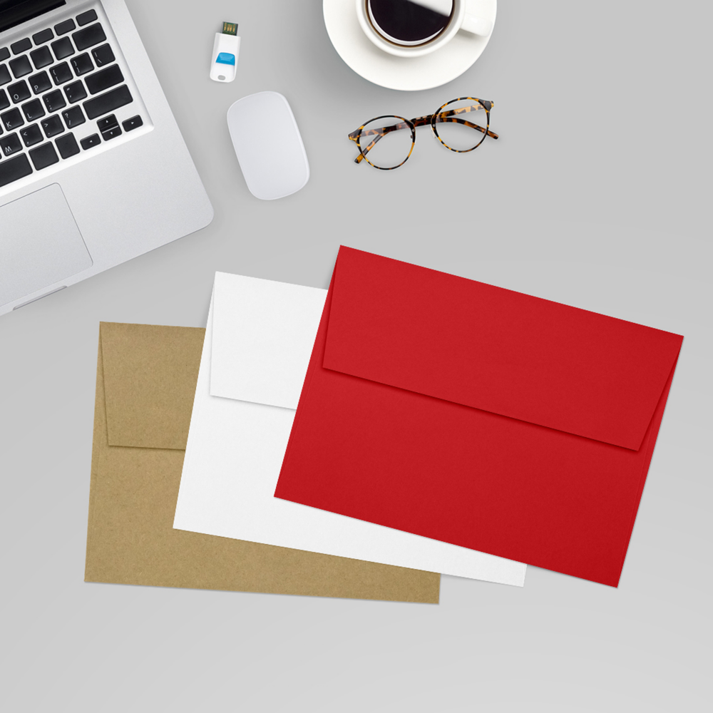 Red 32lb A7 Invitation Envelopes (5 1/4 x 7 1/4) with Peel & Seal