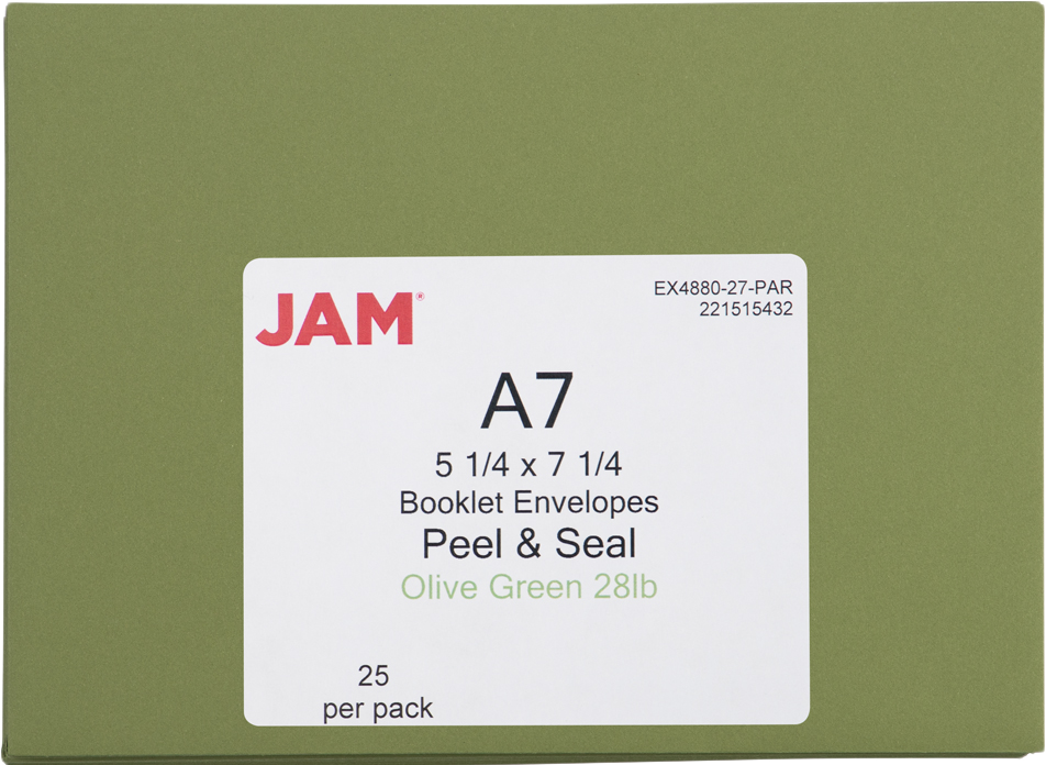 Olive Green 28lb A7 Invitation Envelopes (5 1/4 x 7 1/4) with Peel & Seal