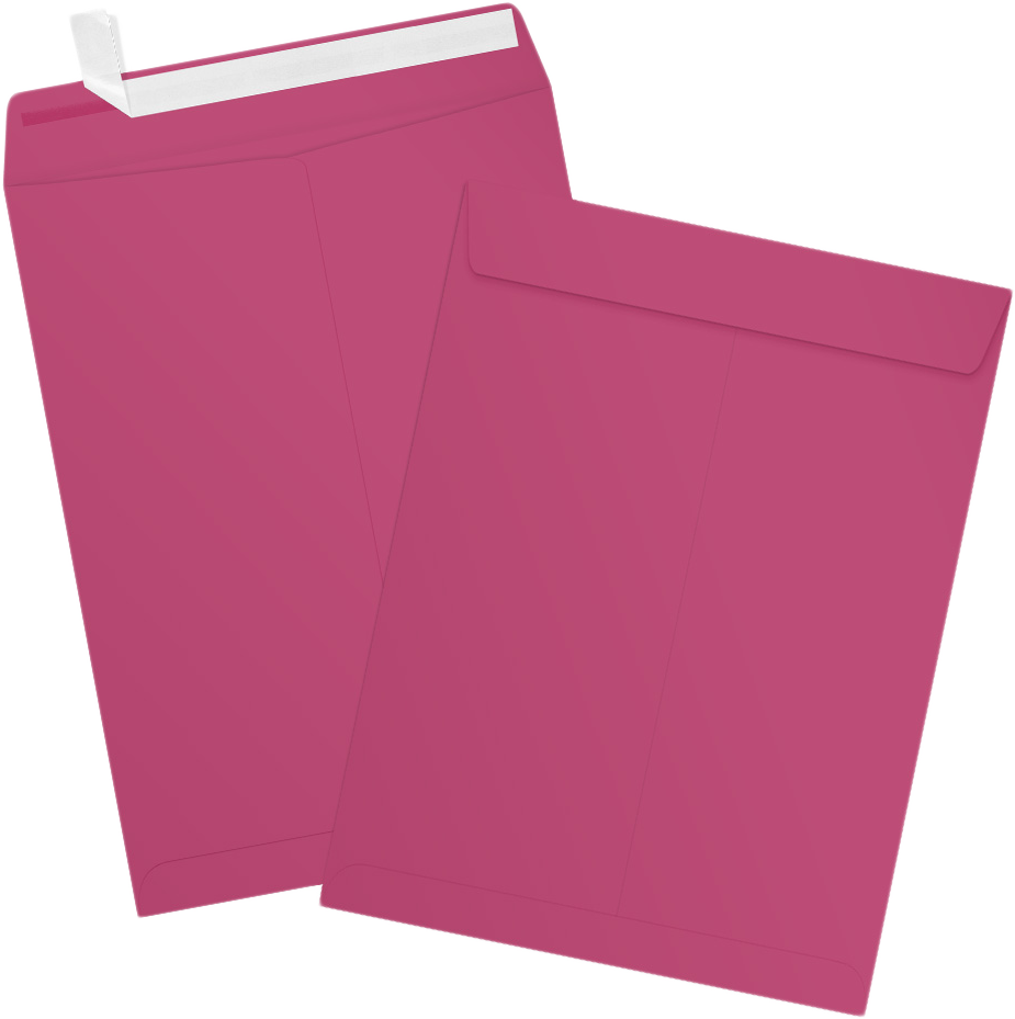 Fuchsia Pink Magenta 32lb 9 x 12 Open End Envelopes with Peel & Seal