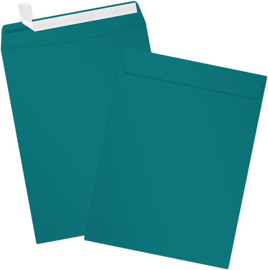 Teal Blue 32lb 9 x 12 Open End Envelopes with Peel & Seal