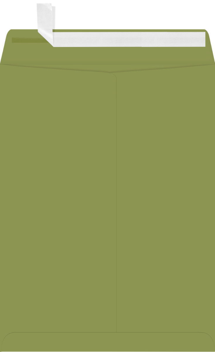 Olive Green 28lb 9 x 12 Open End Envelopes with Peel & Seal