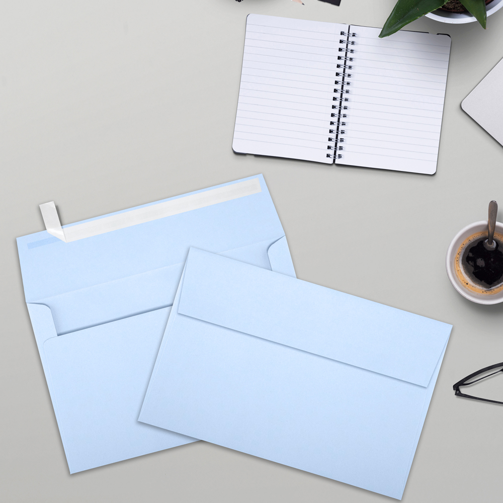 Baby Blue 32lb A9 Invitation Envelopes (5 3/4 x 8 3/4) with Peel & Seal