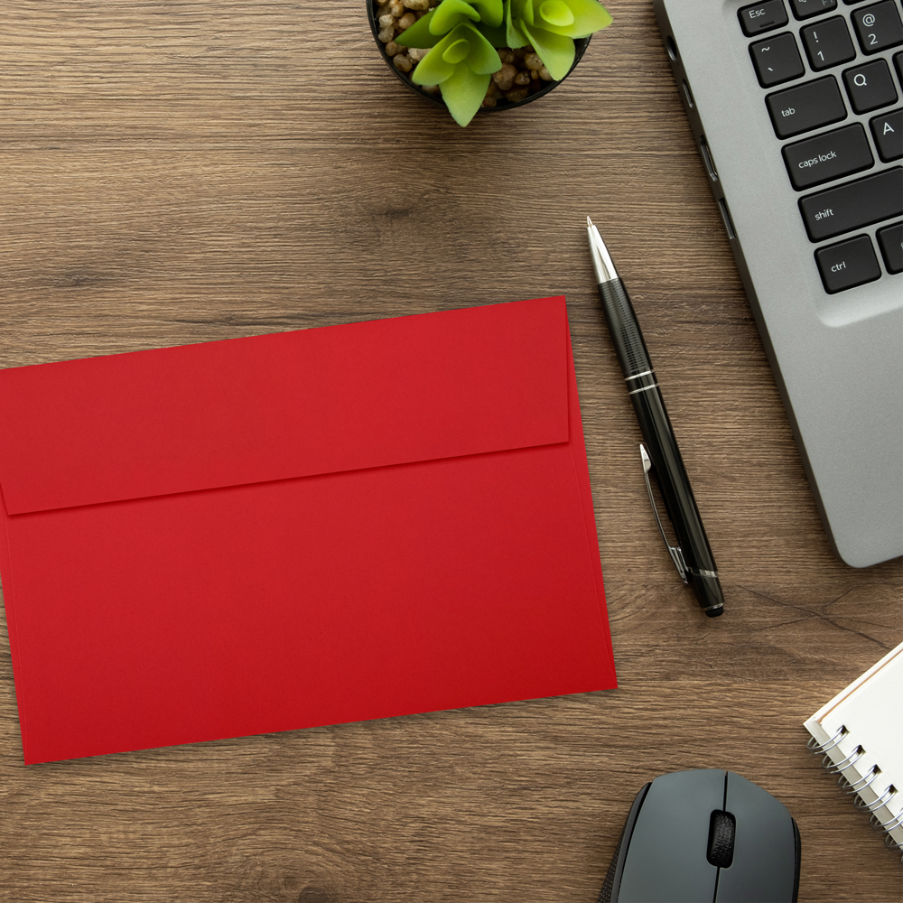 Red 32lb A9 Invitation Envelopes (5 3/4 x 8 3/4) with Peel & Seal