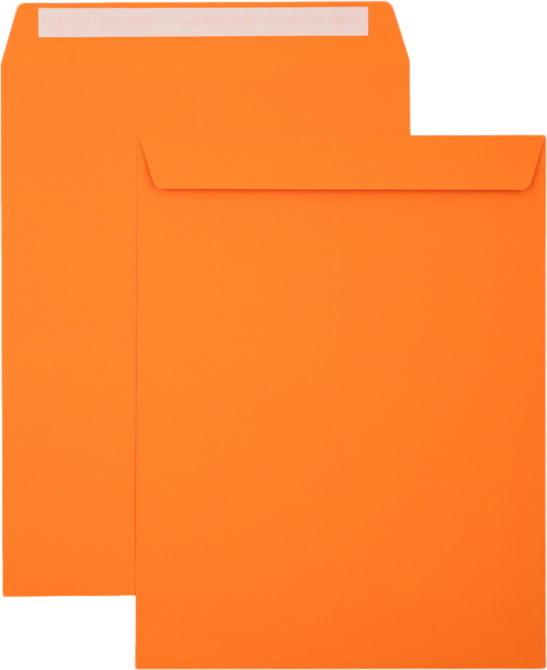 Mandarin Orange 32lb 10 x 13 Open End Envelopes with Peel & Seal