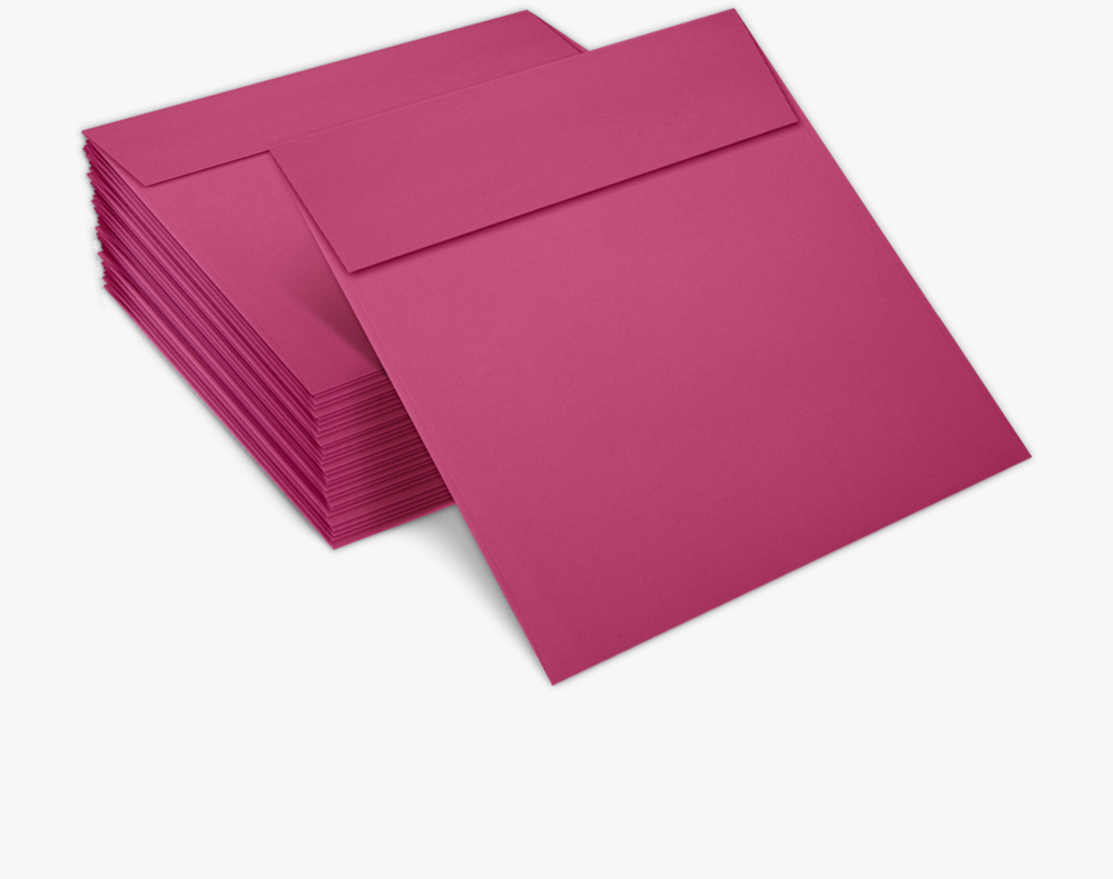 Fuchsia Pink Magenta 32lb 5 1/2 x 5 1/2 Square Envelopes with Peel & Seal