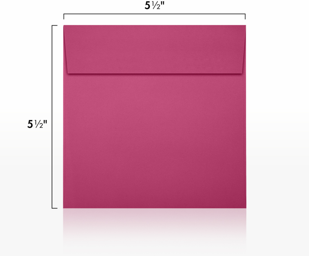 Fuchsia Pink Magenta 32lb 5 1/2 x 5 1/2 Square Envelopes with Peel & Seal