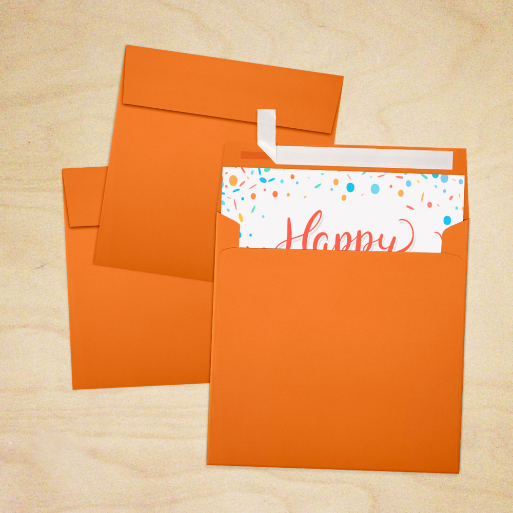 Mandarin Orange 32lb 5 1/2 x 5 1/2 Square Envelopes with Peel & Seal
