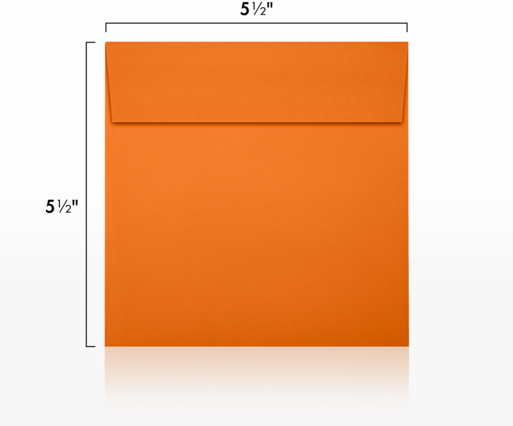 Mandarin Orange 32lb 5 1/2 x 5 1/2 Square Envelopes with Peel & Seal
