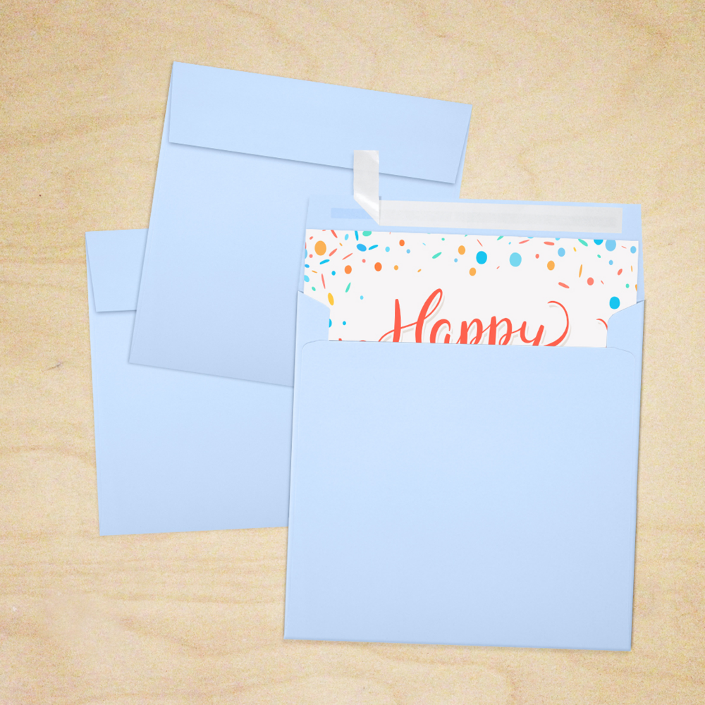Baby Blue 32lb 5 1/2 x 5 1/2 Square Envelopes with Peel & Seal