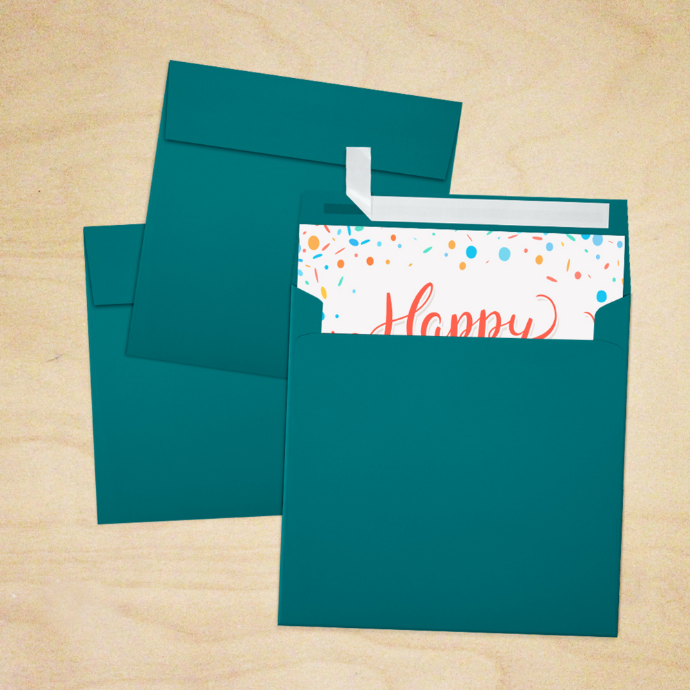 Teal Blue 32lb 5 1/2 x 5 1/2 Square Envelopes with Peel & Seal