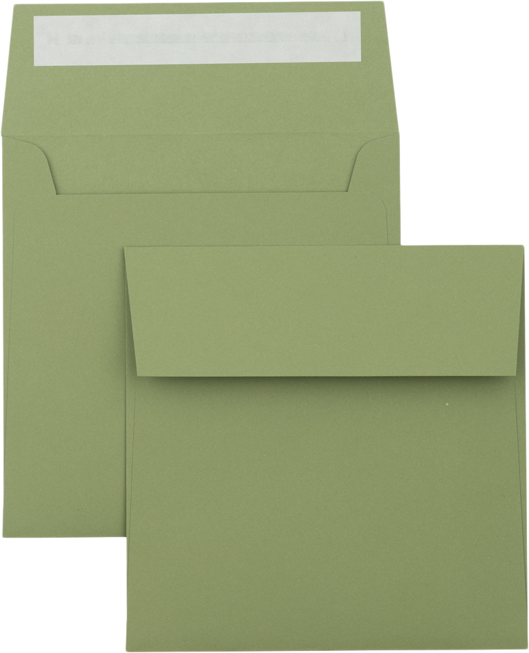 Olive Green 28lb 5 1/2 x 5 1/2 Square Envelopes with Peel & Seal