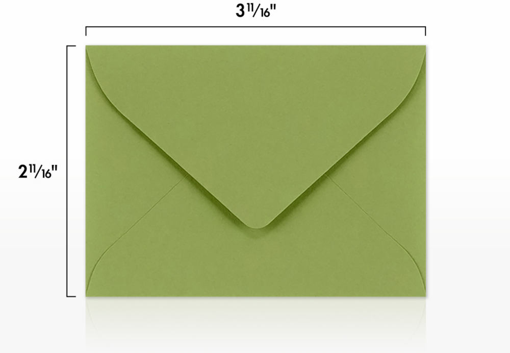 Olive Green 28lb #17 Mini Envelopes (2 11/16 x 3 11/16)