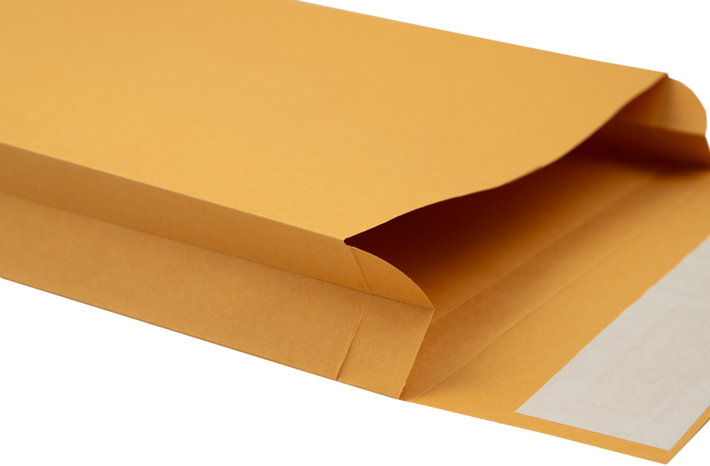 Brown Kraft 40lb 10 x 15 x 2 Open End Envelopes with Peel & Seal
