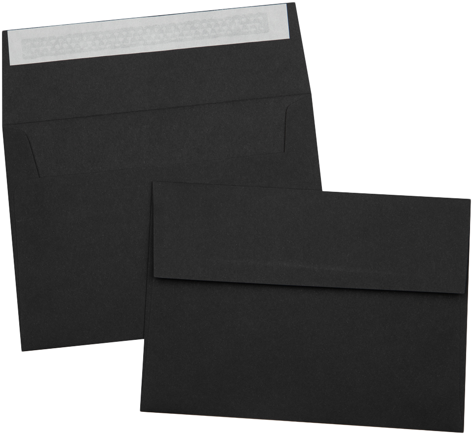 Smooth Midnight Black 32lb A7 Invitation Envelopes (5 1/4 x 7 1/4) with Peel & Seal