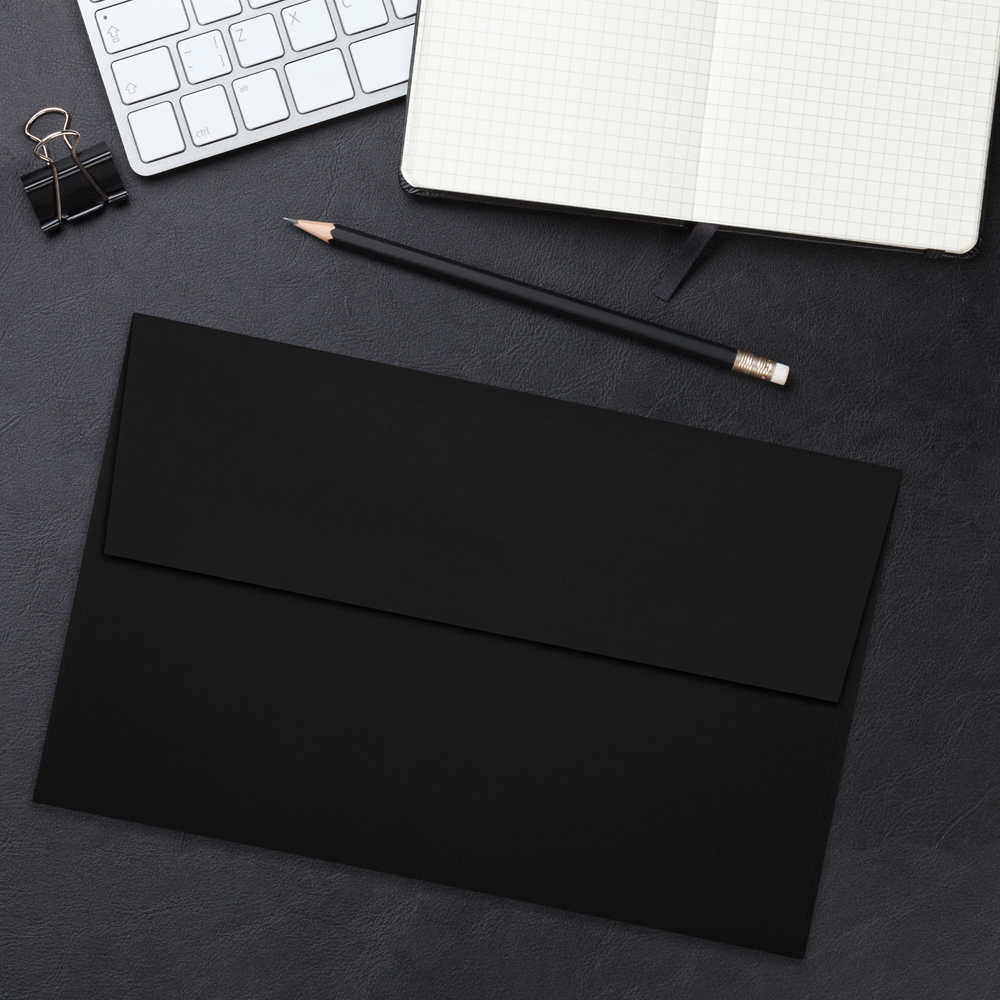 Smooth Midnight Black 32lb A10 Invitation Envelopes (6 x 9 1/2) with Peel & Seal