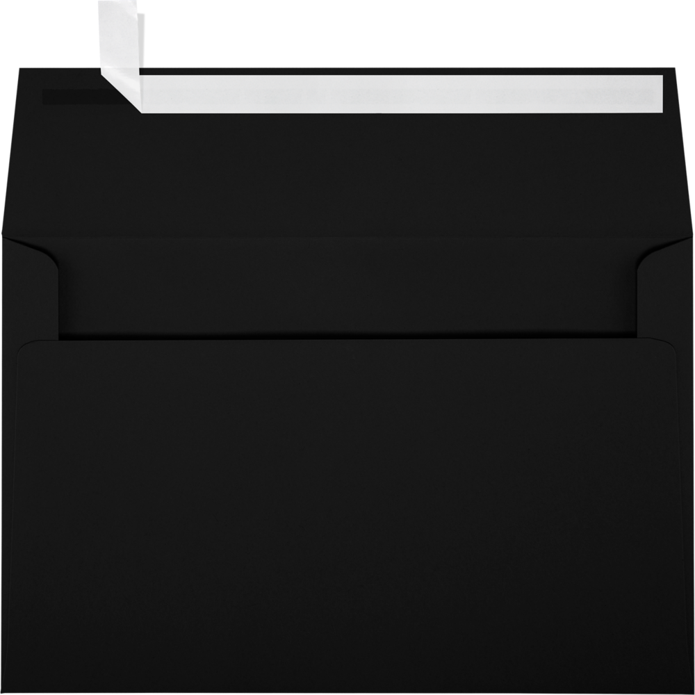 Smooth Midnight Black 32lb A9 Invitation Envelopes (5 3/4 x 8 3/4) with Peel & Seal