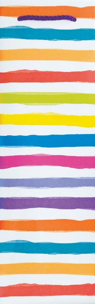 Rainbow Stripes Wine Bottle Gift Bags (4 3/4 x 3 7/8 x 13 7/8)