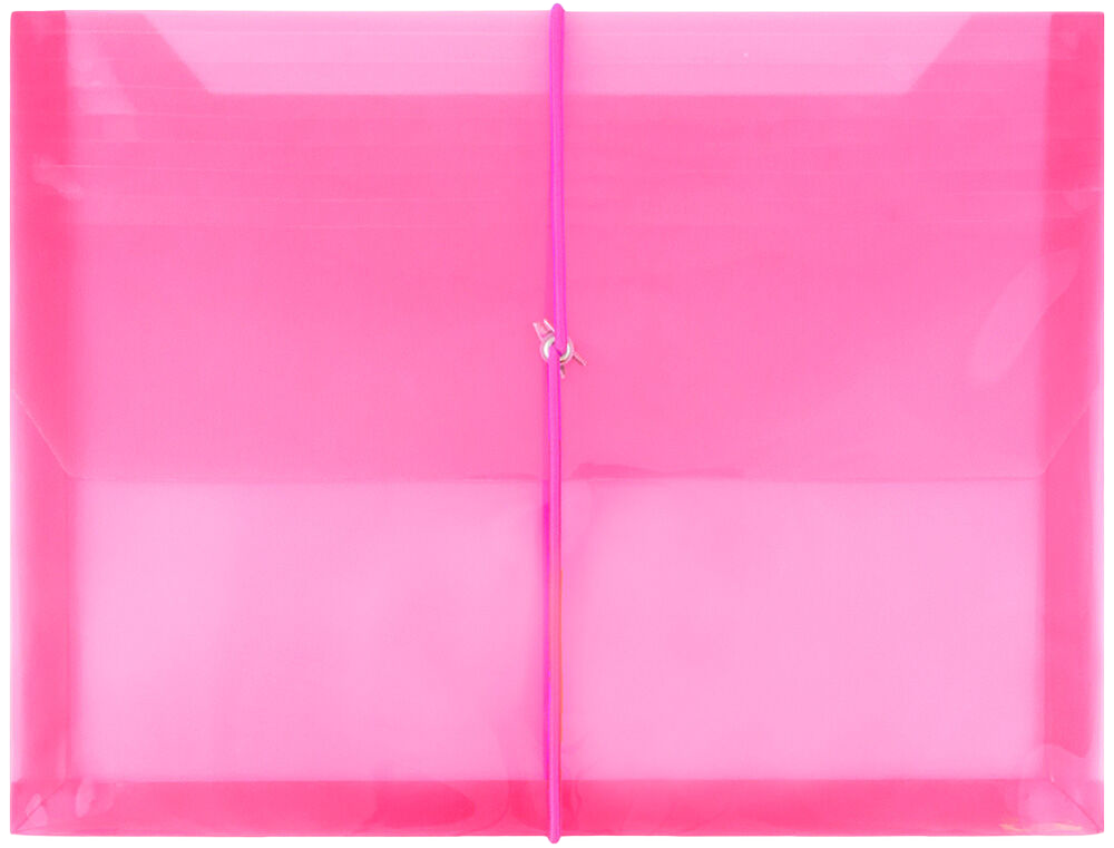 Fuchsia Pink Letter (9 3/4 x 13) Booklet with 2 5/8" Expansion Plastic Envelopes with Elastic Plastic