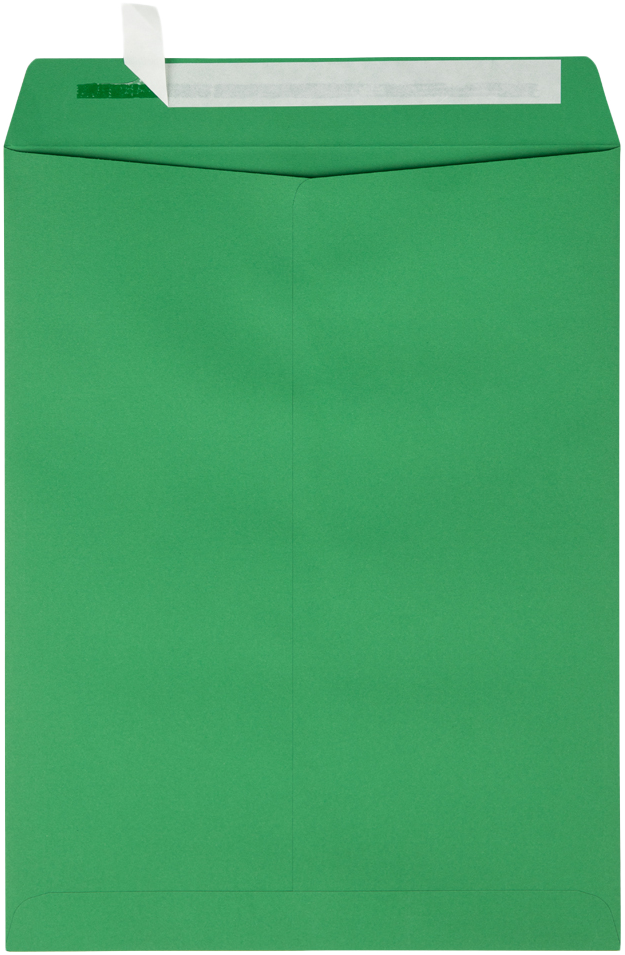 Holiday Green 32lb 9 x 12 Open End Envelopes with Peel & Seal