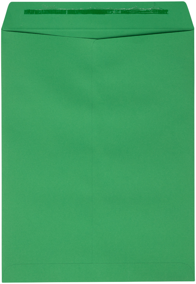 Holiday Green 32lb 9 x 12 Open End Envelopes with Peel & Seal
