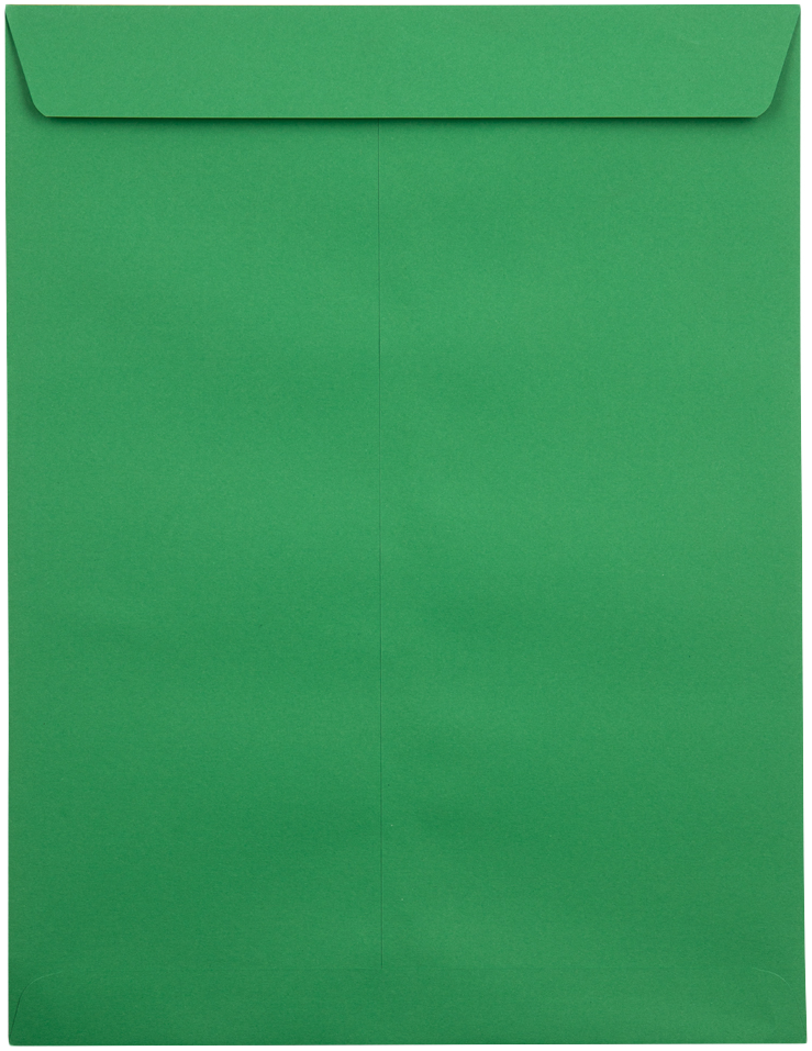 Holiday Green 32lb 9 x 12 Open End Envelopes with Peel & Seal