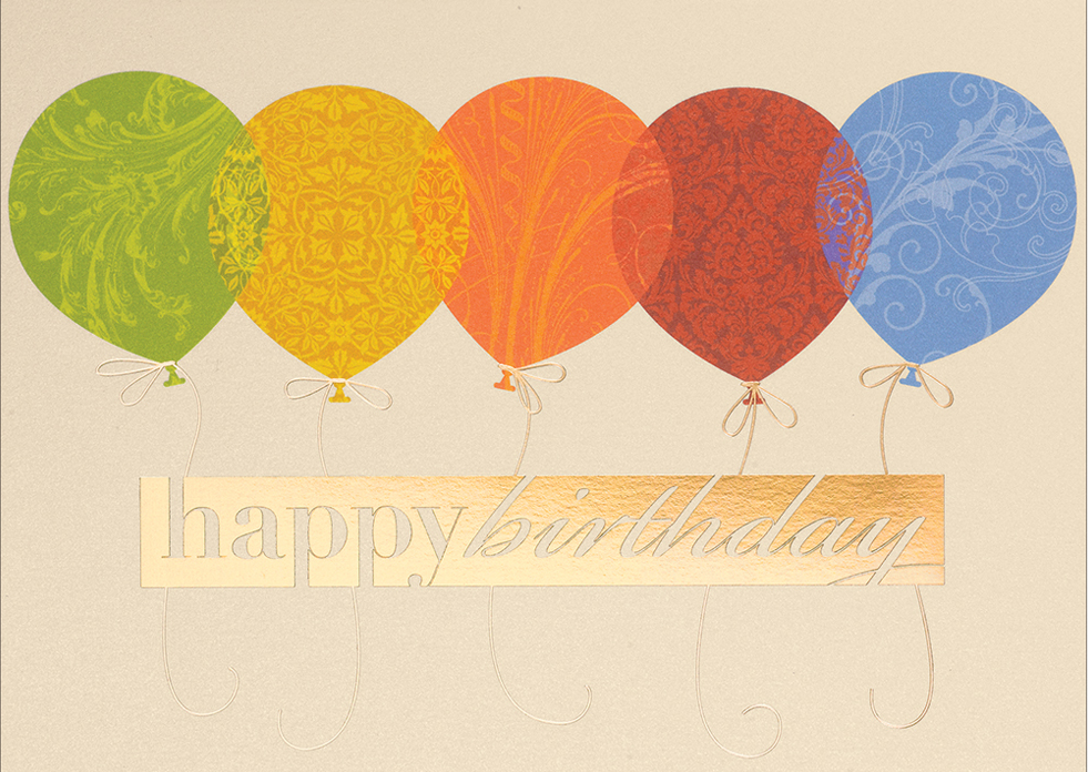 Happy Birthday Balloons Cards - 25 Pack