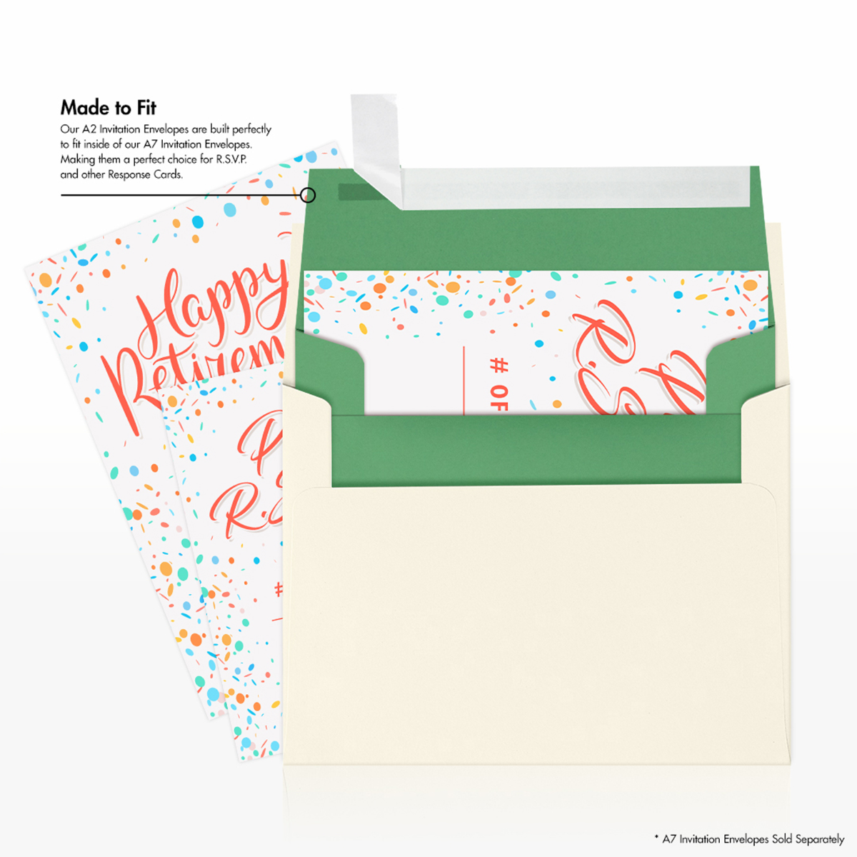 Holiday Green 32lb A2 Invitation Envelopes (4 3/8 x 5 3/4) with Peel & Seal