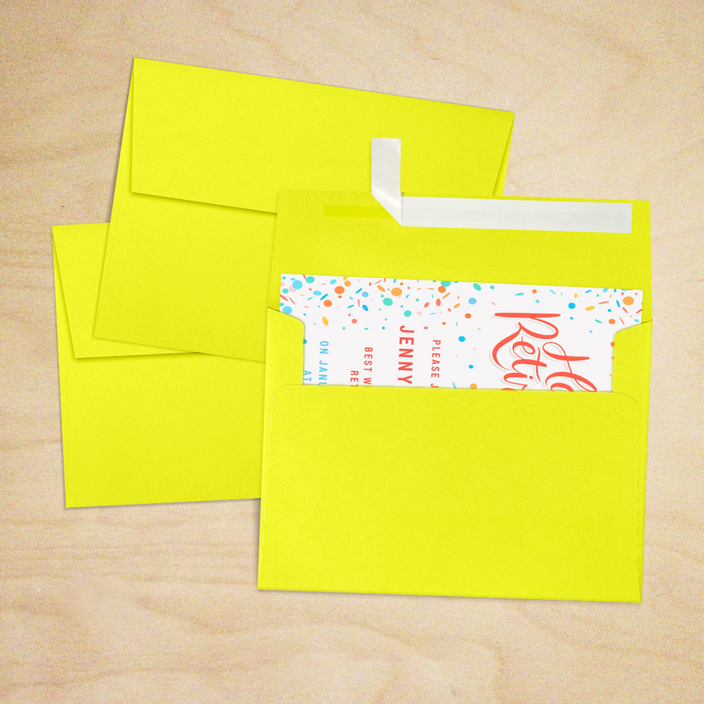 Citrus Yellow 32lb A7 Invitation Envelopes (5 1/4 x 7 1/4) with Peel & Seal