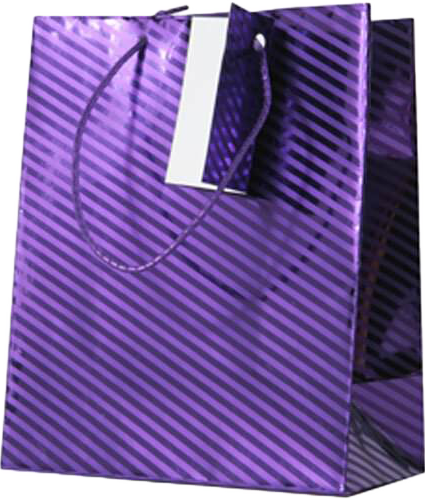 Purple Foil Small Diagonal Pinstripe Gift Bags (4 1/4 x 5 1/2 x 2 3/8)