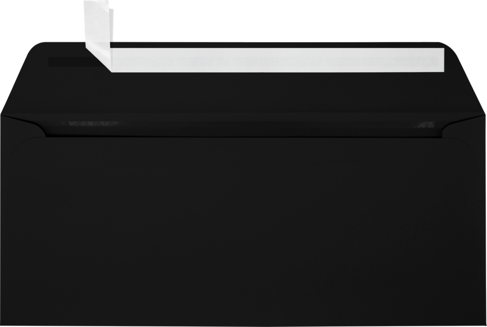 Smooth Midnight Black 32lb #10 Full Face Window Envelopes (4 1/8 x 9 1/2) with Peel & Seal