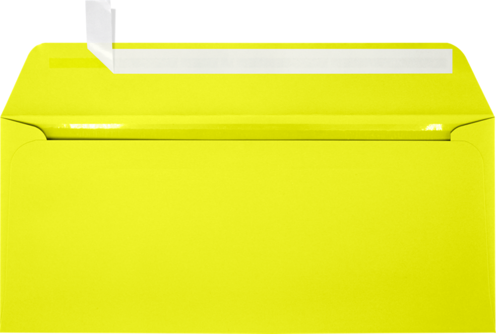 Citrus Yellow 32lb #10 Full Face Window Envelopes (4 1/8 x 9 1/2) with Peel & Seal