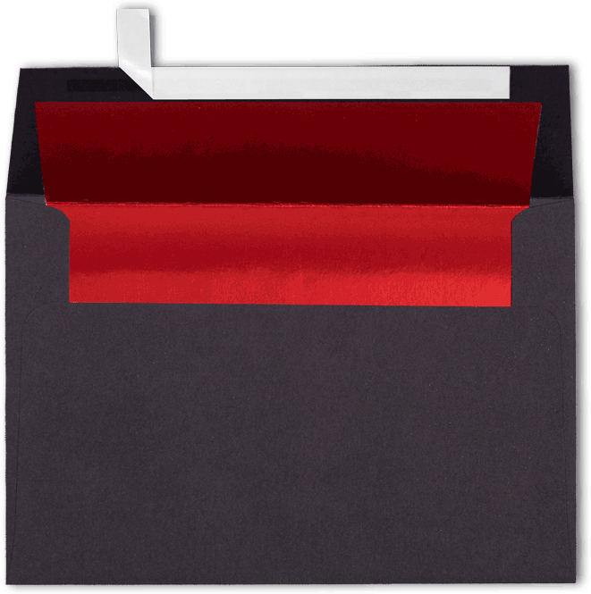 Smooth Midnight Black with Red Foil Lining 32lb A4 Invitation Envelopes (4 1/4 x 6 1/4) with Peel & Seal
