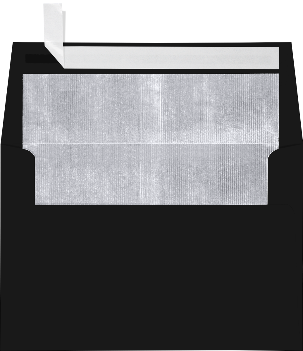 Smooth Midnight Black with Silver Foil Lining 32lb A4 Invitation Envelopes (4 1/4 x 6 1/4) with Peel & Seal