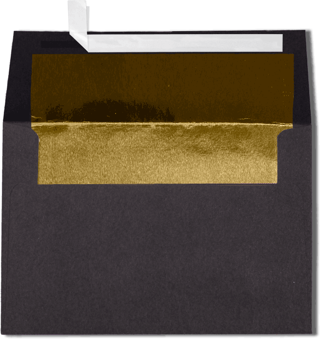 Smooth Midnight Black with Gold Foil Lining 32lb A4 Invitation Envelopes (4 1/4 x 6 1/4) with Peel & Seal