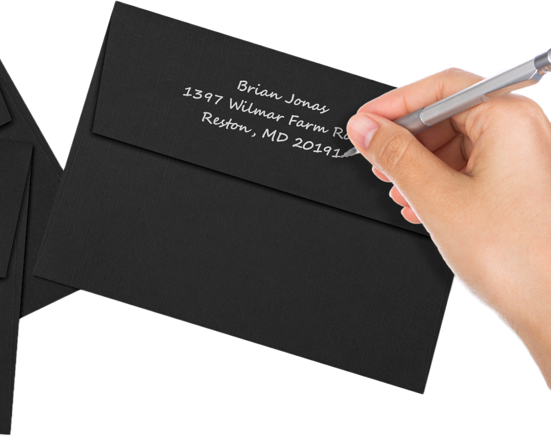 Smooth Midnight Black with Red Foil Lining 32lb A7 Invitation Envelopes (5 1/4 x 7 1/4) with Peel & Seal