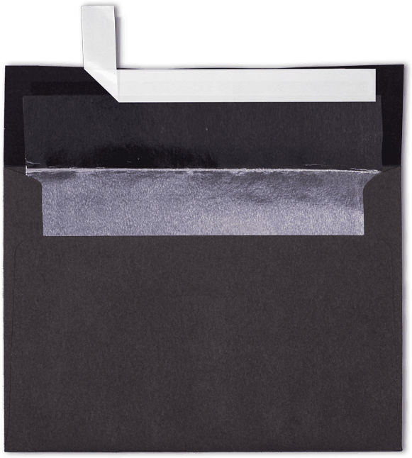 Black with Silver Foil Lining 32lb A7 Invitation Envelopes (5 1/4 x 7 1/4) with Peel & Seal