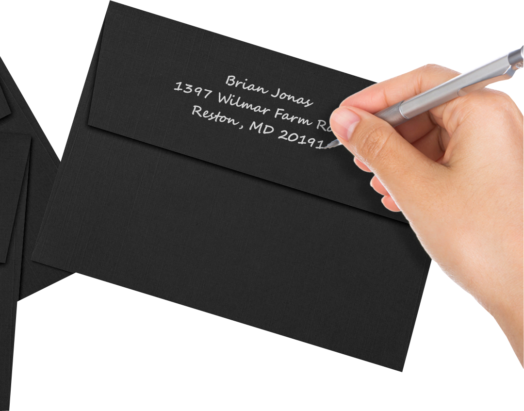 Black with Silver Foil Lining 32lb A7 Invitation Envelopes (5 1/4 x 7 1/4) with Peel & Seal