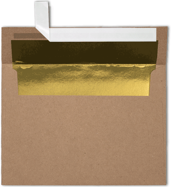 Grocery Bag with Gold Foil Lining 28lb A7 Invitation Envelopes (5 1/4 x 7 1/4) with Peel & Seal